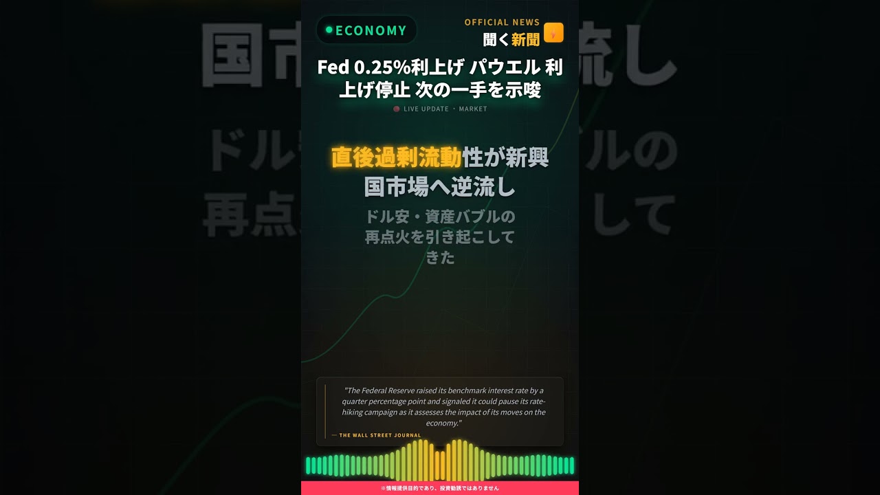 Fed 0.25%利上げ パウエル 利上げ停止 次の一手を示唆