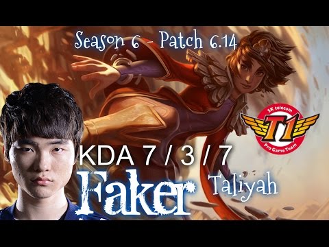 SKT T1 Faker TALIYAH vs AURELION SOL Mid - Patch 6.14 KR Ranked | League of Legends