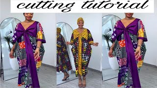How to Cut & Sew a Stylish Bubu Dress with Front Bow Tie | Elegant African Gown Tutorial