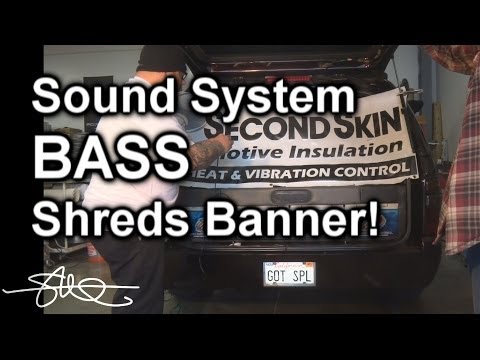 SOUND SYSTEM BASS SHREDS A BANNER IN ONE SECOND -  4 18" WOOFERS 30,000 WATTS