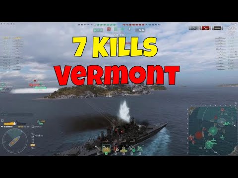 Vermont US Battleship | 7 Kills, Dev Strike | World of Warships Replay