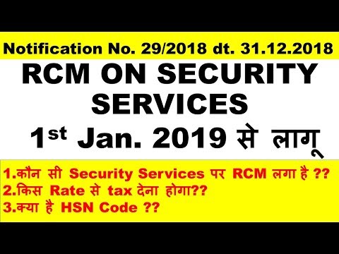 RCM on Security Services applicable from 1st Jan. 2019| Notification no. 29/2018 Video