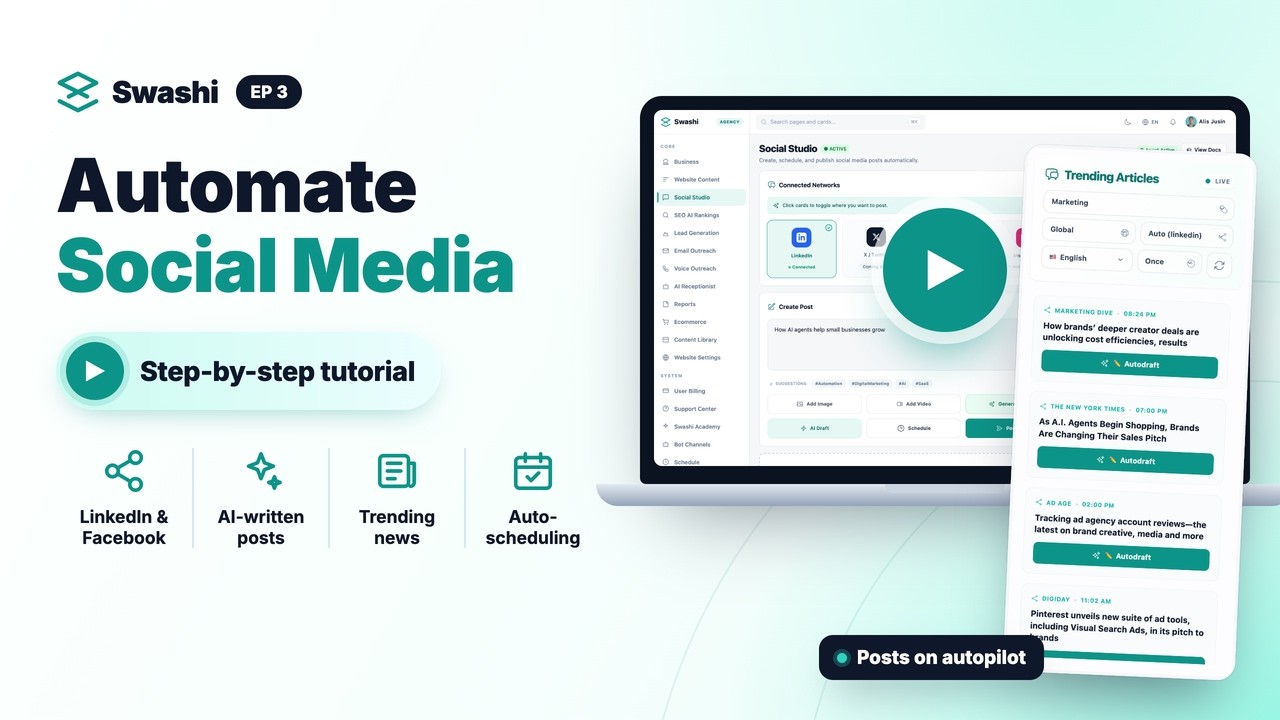 Video thumbnail — Automate social media with Swashi, a Swashi tutorial