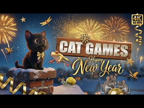 🍾 NEW YEAR CAT GAMES 🥂 3D Game for Cats | Video for Cats  – Ultimate CAT TV #1 😻 4K60FPS