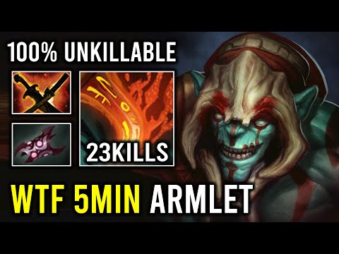 WTF 5MIN ARMLET 1v5 Toggle Unlimited Burning Spear 1 Jump = 1 Delete Huskar Dota 2