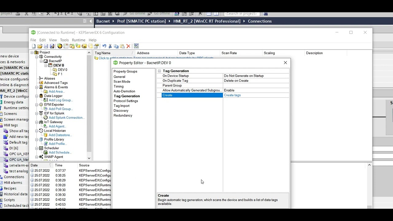 Bacnet OPC Kepware and Tag