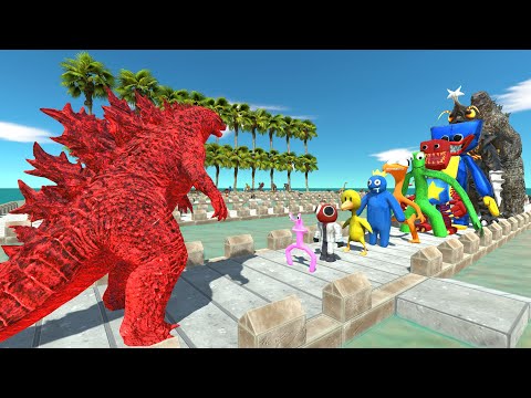 Godzilla Red vs Rainbow Friends COCONUT DEATH RUN - Animal Revolt Battle Simulator