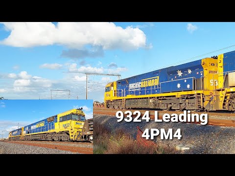 Close Up Footage Of 9324 Leading A Pacific National Steel Train