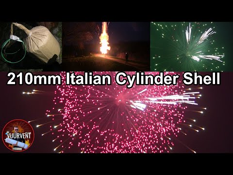 210mm Italian Cylinder Shell - Spacco Colorato Vari Colori 4 Giri Cannoli Croce - Piromaggia