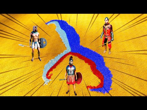 3 ARMIES - ROMAN SOLDIERS vs FOOTMANS vs EGYPTIAN SPEARMANS | Ultimate Epic Battle Simulator 2