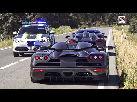 Hypercars Leaving Car Meet - Powerslides, Wild Overtakes & Police Action!