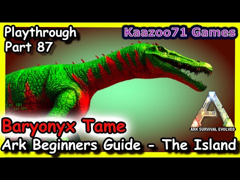 Taming a Baryonyx - Drag Weight - Ark Survival Evolved Beginners Guide The Island Episode 87