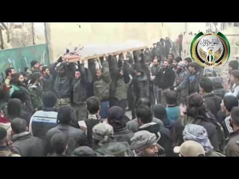 تقرير مرئي عن تشييع أبو دياب قائد كتيبة أحرار قاسيون العاملة في حي برزة في مدينة دمشق