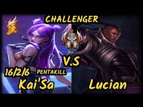 FNC Rekkles (KAI'SA) vs LUCIAN - PENTAKILL 16/2/6 KDA BOTTOM ADC CHALLENGER GAMEPLAY - EUW