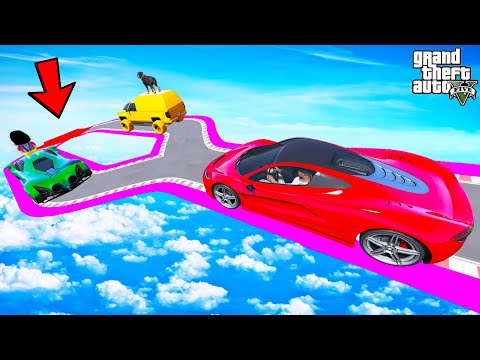 FRANKLIN TRIED IMPOSSIBLE RIGHT WRONG PATH MEGA RAMP PARKOUR CHALLENGE GTA 5 | SHINCHAN and CHOP