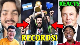 MESSI Reacts to FIFA World Cup 2022 Win- YouTubers Reaction & Records! | Argentina Vs France |