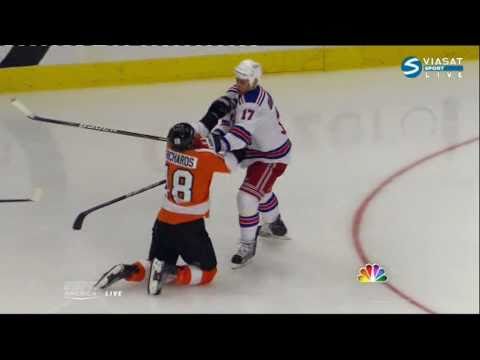 Mike Richards VS Brandon Dubinsky (Flyers & Rangers) NHL Mar 6, 2011