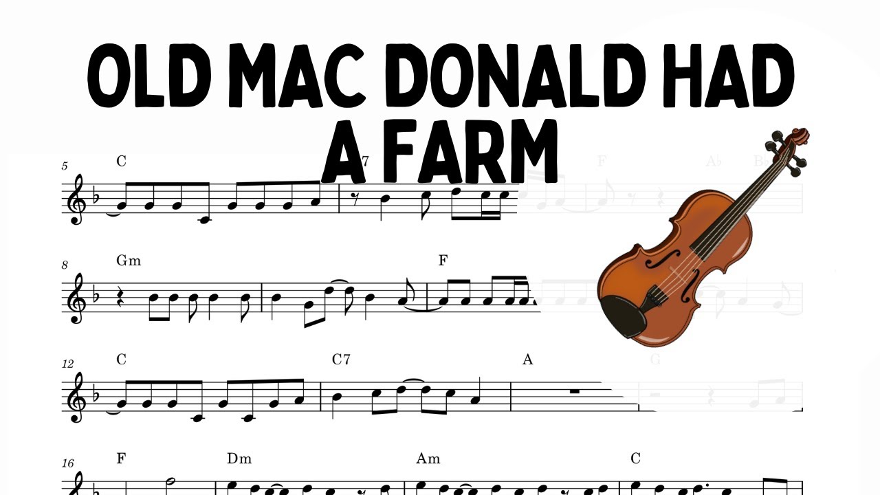 Old Mac Donald Had A Farm - Violin Sheet Music to  Beginners