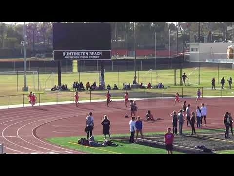 JVG 200m Heat 2 vs Huntington Beach 4-18-18 - Los Alamitos Girls