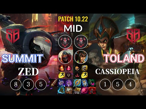 SB Summit Zed vs SB TolanD Cassiopeia Mid - KR Patch 10.22