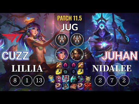 T1 Cuzz Lillia vs Juhan Nidalee Jungle - KR Patch 11.5