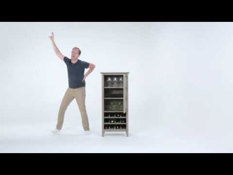 Warm Shaker SOLID WOOD 32 inch Wide Transitional Low Storage Cabinet in Distressed Grey Video 1