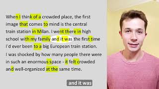 American English Connected Reading | IELTS Topic: Describe a crowded place you have visited (part 1)