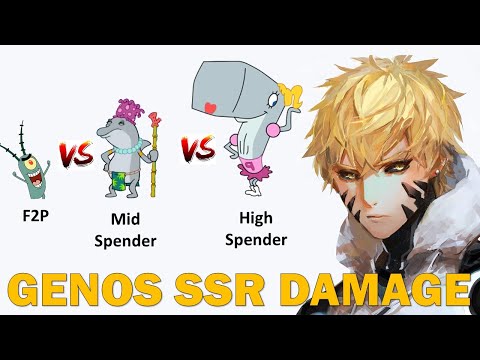 Genos SSR Damage: F2P vs Dolphin vs Whale || One Punch Man The Strongest