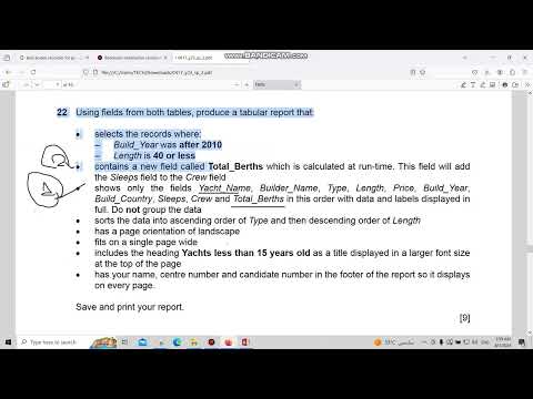 IGCSE ICT Access Databases - Specimen Paper 2 2023 (0983/0417)