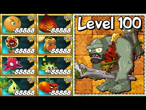 PvZ 2 Every 100 Plant Max Level vs Jurassic Gargantuar 100 Level
