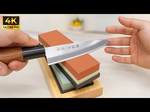Easy Way To Sharpen A Knife To Razor Sharp Using A Whetstone ! World's Sharpest Kitchen Knife!