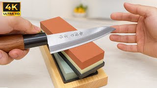 Easy Way To Sharpen A Knife To Razor Sharp Using A Whetstone ! World's Sharpest Kitchen Knife!