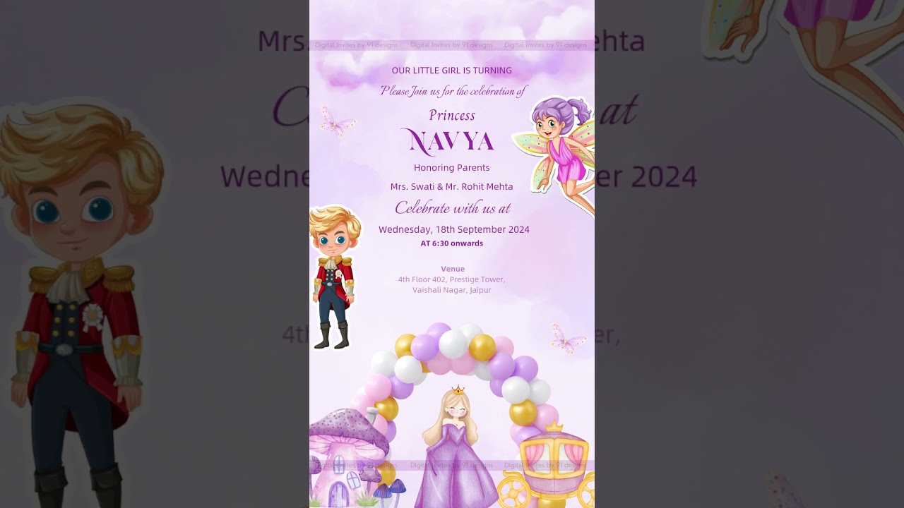 Pastel Floral Birthday Party Invitation