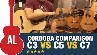Video thumbnail for Cordoba C3M vs C5 vs C7 - Nylon String Comparison by Acoustic Letter