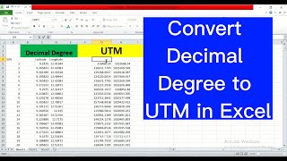 Download the video "Convert Decimal degree Coordinates to UTM Coordinates in Excel sheet"