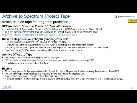 IBM Spectrum Protect Plus 10.1.4 Archive to Tape on Spectrum Protect – Demo