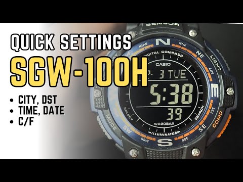 Casio SGW-100 Basic Quick Settings: How to set time and date on Casio SGW100 / SGW-100H