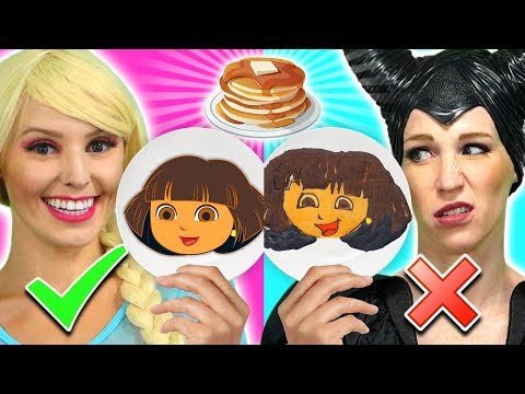 ELSA VS MALEFICENT PANCAKE ART CHALLENGE. We Make Genie, Pikachu and Woody.