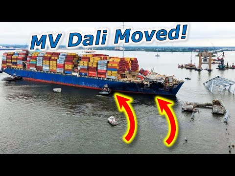 MV Dali Ship MOVED From Key Bridge Collapse Site