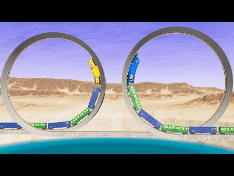Trains vs Double Loop - Beamng Drive