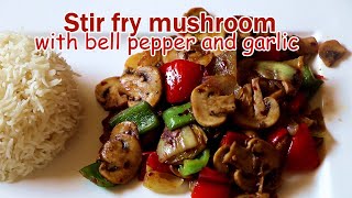 Stir fry mushroom with bell pepper and garlic! Tasty !healthy !vegetarians!( 蘑菇炒双椒）
