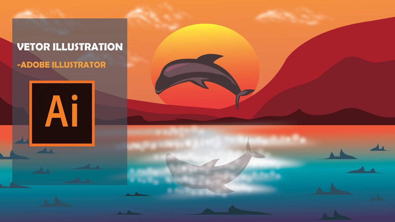 Fish illustration landscape -Adobe Illustrator CC 2021 Tutorial - Vector Illustration