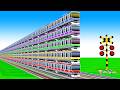踏切アニメ 複雑な電車 3 Trains 2025 Climbing Pynamid Fumikiri 3D Railroad Crossing Animati