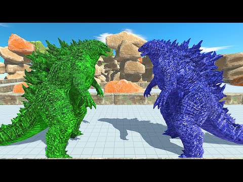 GREEN GODZILLA VS BLUE GODZILLLA DEATH RUN - Animal Revolt Battle Simulator