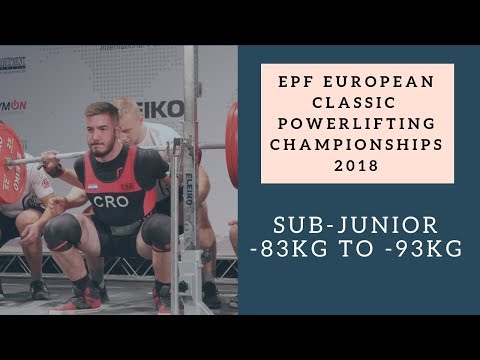 Sub-Junior Men, 83 to 93 kg - European Classic Open, Jr & S-Jr Powerlifting Championships 2018