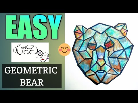 How To Draw A Geometric Animal For Beginners | Geometric Art Step By Step | Easy Geometric Bear Face
