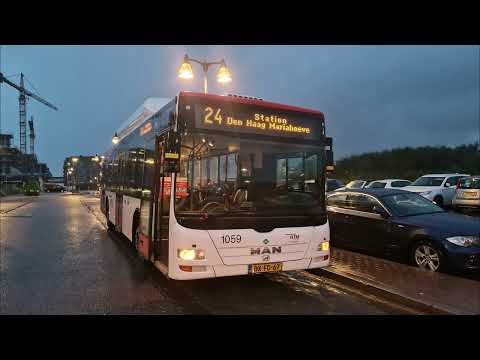 HTM lijn 24: Den Haag Kijkduin - Station Mariahoeve - Garage Telexstraat | Omleiding | HTM 1059 | 22