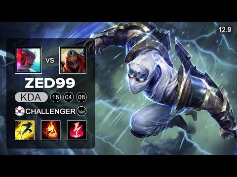 ZED99 Zed vs Yone Mid - KR Challenger - Patch 12.9 Season 12