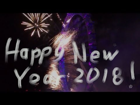 New Year 2017 / 2018 London Eye Thames fireworks 1080p 60fps full