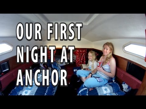 OUR FIRST NIGHT AT ANCHOR. onboard our Red Fox trailer sailor in Stangate creek on the Medway
